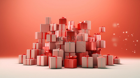 礼物外国人背景图片_3D 礼品盒背景设计与销售概念
