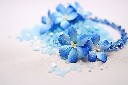 浴背景图片_蓝色sk和鲜花