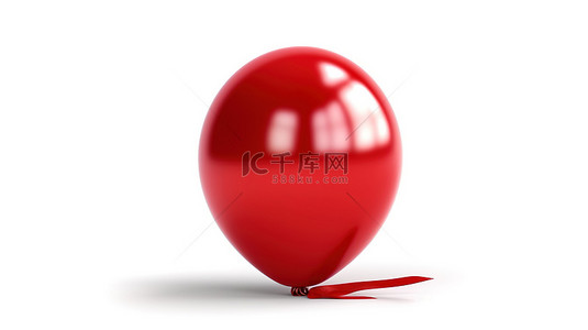 华丽的充满活力的红色氦气球在 3d 创建的白色背景上单独呈现