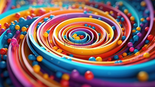 螺旋彩色背景图片_关闭 3D 渲染的彩色螺旋和粒子的抽象插图