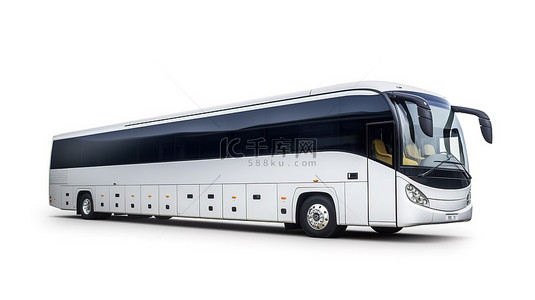 旅游巴士背景图片_明亮背景下，一辆白色旅游巴士耸立在一堆巴士票上方的 3D 渲染