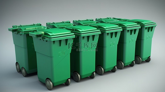 回收垃圾箱背景图片_绿色环保垃圾箱的 3d 渲染