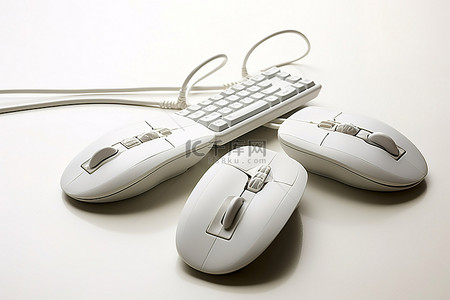 连接到键盘的三个电脑鼠标