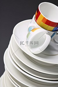中国茶杯套装 6 8 个白色盘子 白色杯子