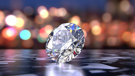 首饰设计展板背景图片_精致的钻石在明亮的散景背景下特写，非常适合选择完美的宝石设计 3D 渲染