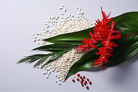 胡椒背景图片_红色的花，种子和胡椒