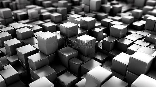 抽象 3D 插图中的灰色立方体运动