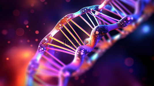 螺旋彩色背景图片_背景彩色 DNA 结构的 3D 数字插图
