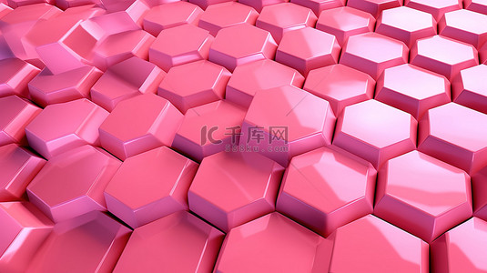 艺术字效果背景图片_具有 3D 效果的六角形粉色背景