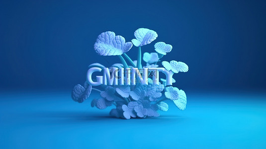 自我创意背景图片_蓝色背景的 3d 渲染与白色成长心态词