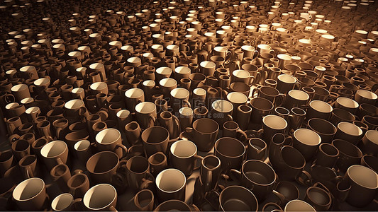 咖啡拉花背景图片_咖啡饮品饮料一堆棕色的杯子