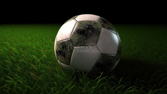 3d 中的足球呈现隔离与郁郁葱葱的绿草背景