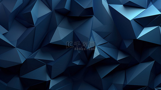 以 3d 渲染的深蓝色色调的三角形多边形