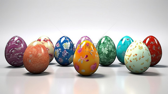 3D 渲染的复活节彩蛋的孤立集合