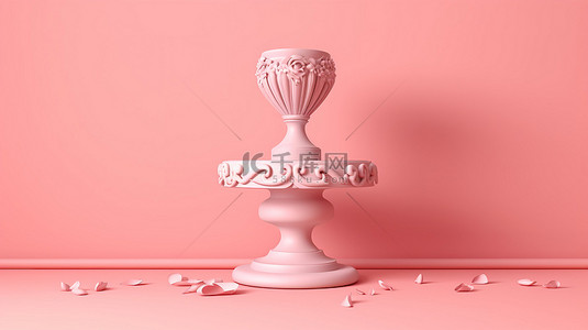 恋爱浪漫背景图片_浪漫的爱情和基于淡粉色背景 3D 渲染的雕刻
