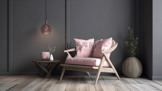 舒适的扶手椅在轻松的室内环境中的 3D 可视化