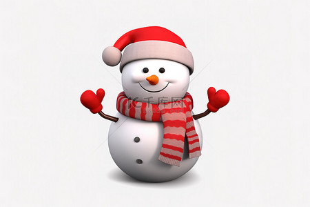 可爱雪人背景图片_透明背景上的 3d 雪人卡通