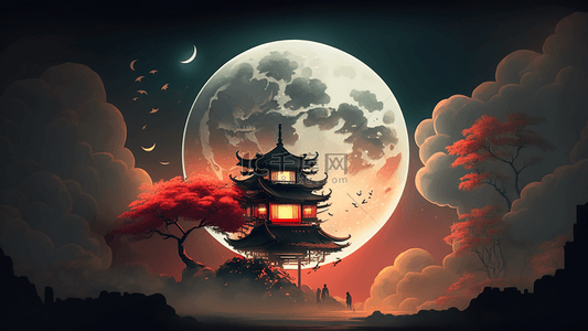 中国神话背景图片_七夕节夜晚月色背景