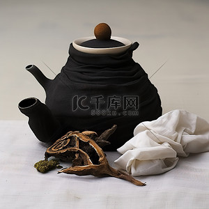 茶壶香草和旁边的白布