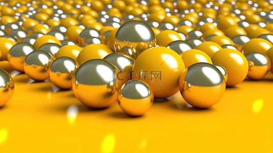 黄色几何元素背景图片_抽象构图中 3d 黄色球体的背景