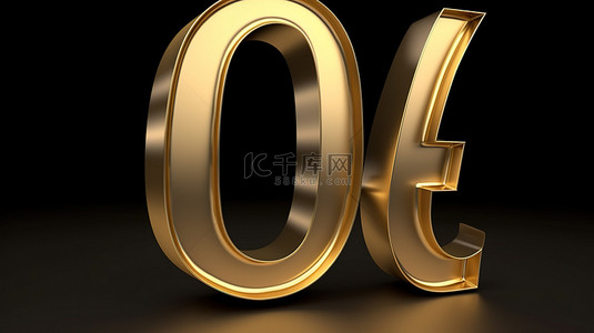 3d 渲染金色字母庆祝 50 岁生日