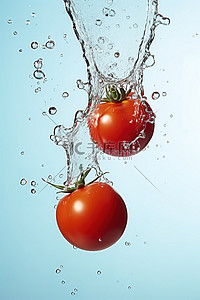 西红柿ui背景图片_溅在水中的红番茄