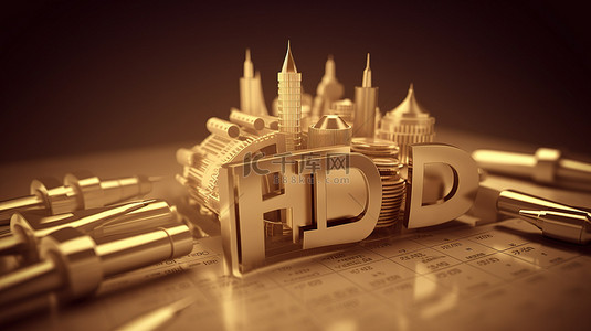 通过 3D 插图直观地表现外国直接投资 FDI