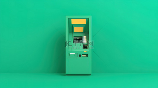 自动图标背景图片_彩色背景 3d 渲染平面图标上的隔离 atm 机