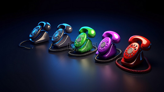 电话符号 各种图标，用于接受和拒绝以 3D 呈现的呼叫