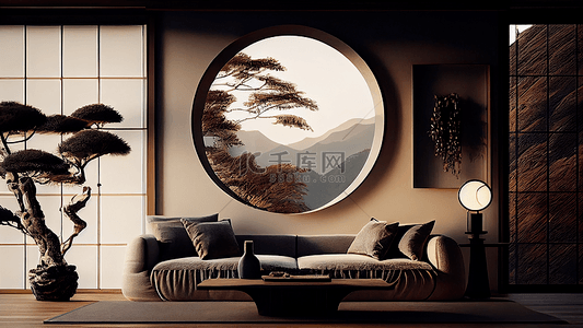 沙发古典背景图片_客厅阳光沙发盆景