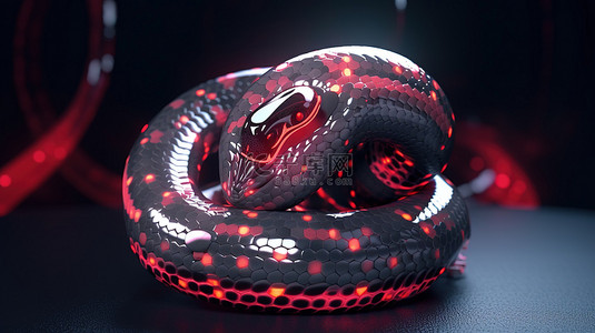 棕情守护背景图片_带有圆点加密皮肤的危险打击守护蛇的 3D 插图