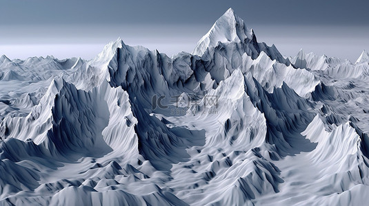 寒冷地形 3d 渲染雪山景观
