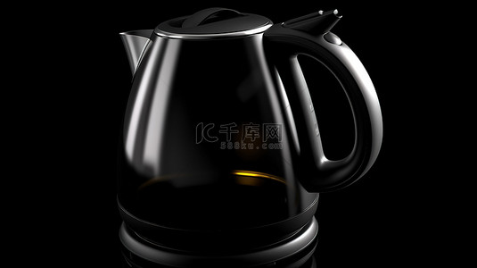 沸騰背景图片_现代塑料电热水壶与隔离呈现在时尚的黑色背景 3D 渲染