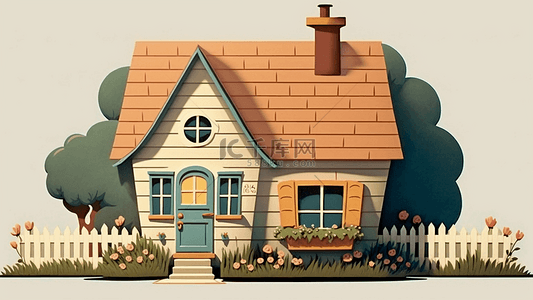 建筑房子卡通背景图片_房子卡通橙色可爱背景