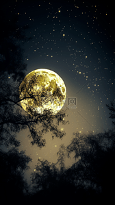月亮星球背景图片_月亮星星黄色背景