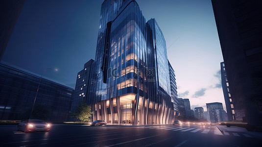 现代建筑高楼背景图片_城市商业区建筑的 3d 渲染