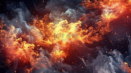 壁纸流星背景图片_空间背景与火热云 3d 渲染