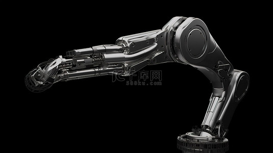 x 射线视图中的机械臂 3d 渲染图像在黑色背景上