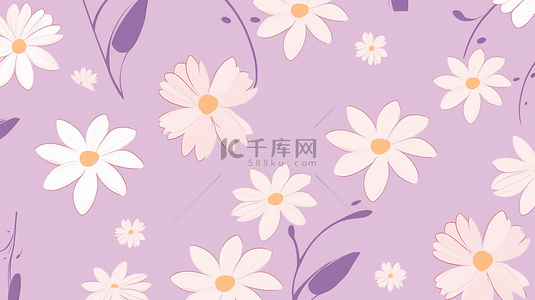 紫色创意花朵背景图片_小花装饰插画简单背景