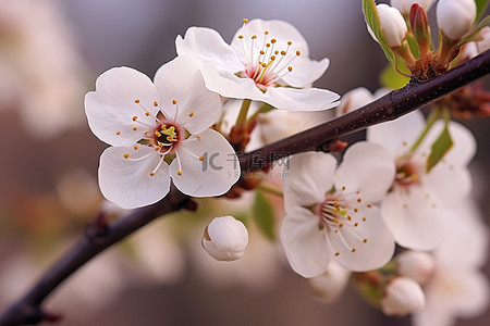 春天的白桃花