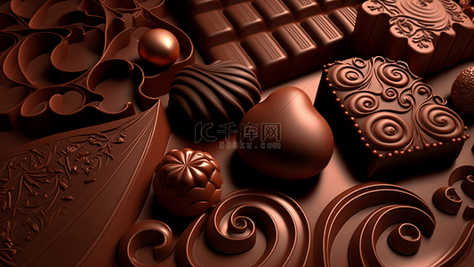 褐色质感背景图片_巧克力甜品质感3d实物背景图