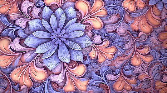 3d 插图的花卉图案