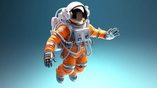 卡通星球太空背景图片_宇航员玩得开心的 3D 渲染