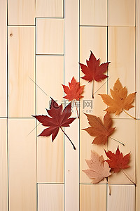 木柜台上的秋字棍和叶
