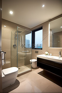 香港普拉多酒店现代优雅的浴室