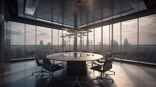 公司高层会议背景图片_高层办公大楼 3d 渲染的商务会议会议室