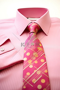 粉色礼服衬衫搭配粉色和金色领带