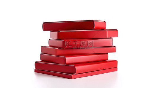 空披萨盒堆放在红色邮箱内，以 3D 呈现的中性背景为背景