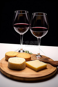 蓝莓奶酪背景图片_一杯红酒和奶酪盘配玉米粥