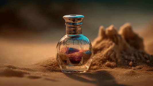 小雏菊香水背景图片_香水透明沙地沙堆背景
